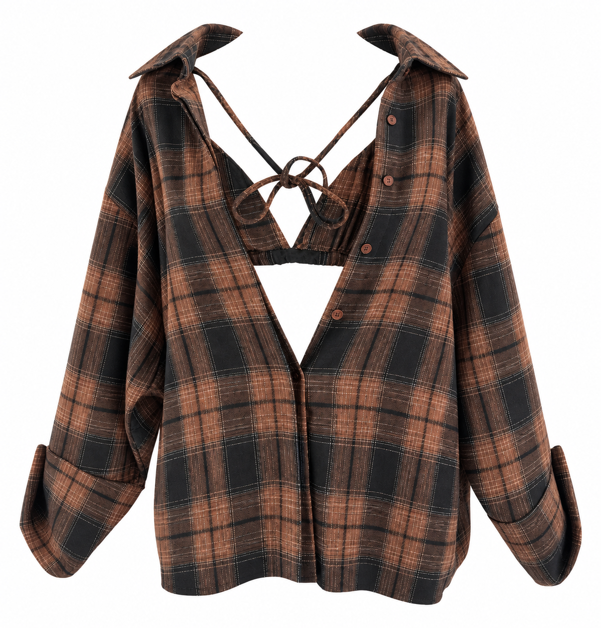 Tweenset top+ camicia check nero/bruciato
