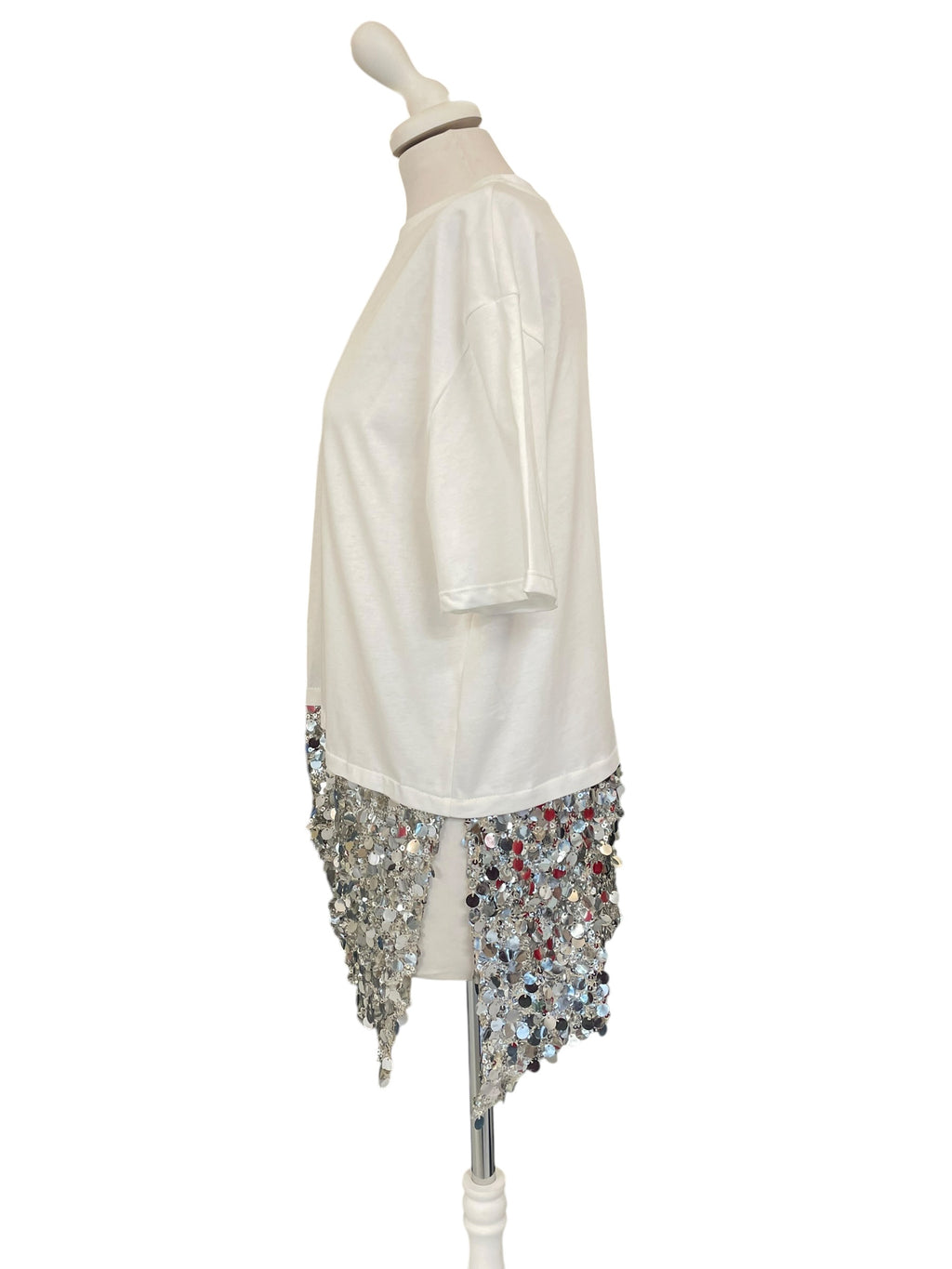 T-shirt PE260187 pailettes bianca taglia unica