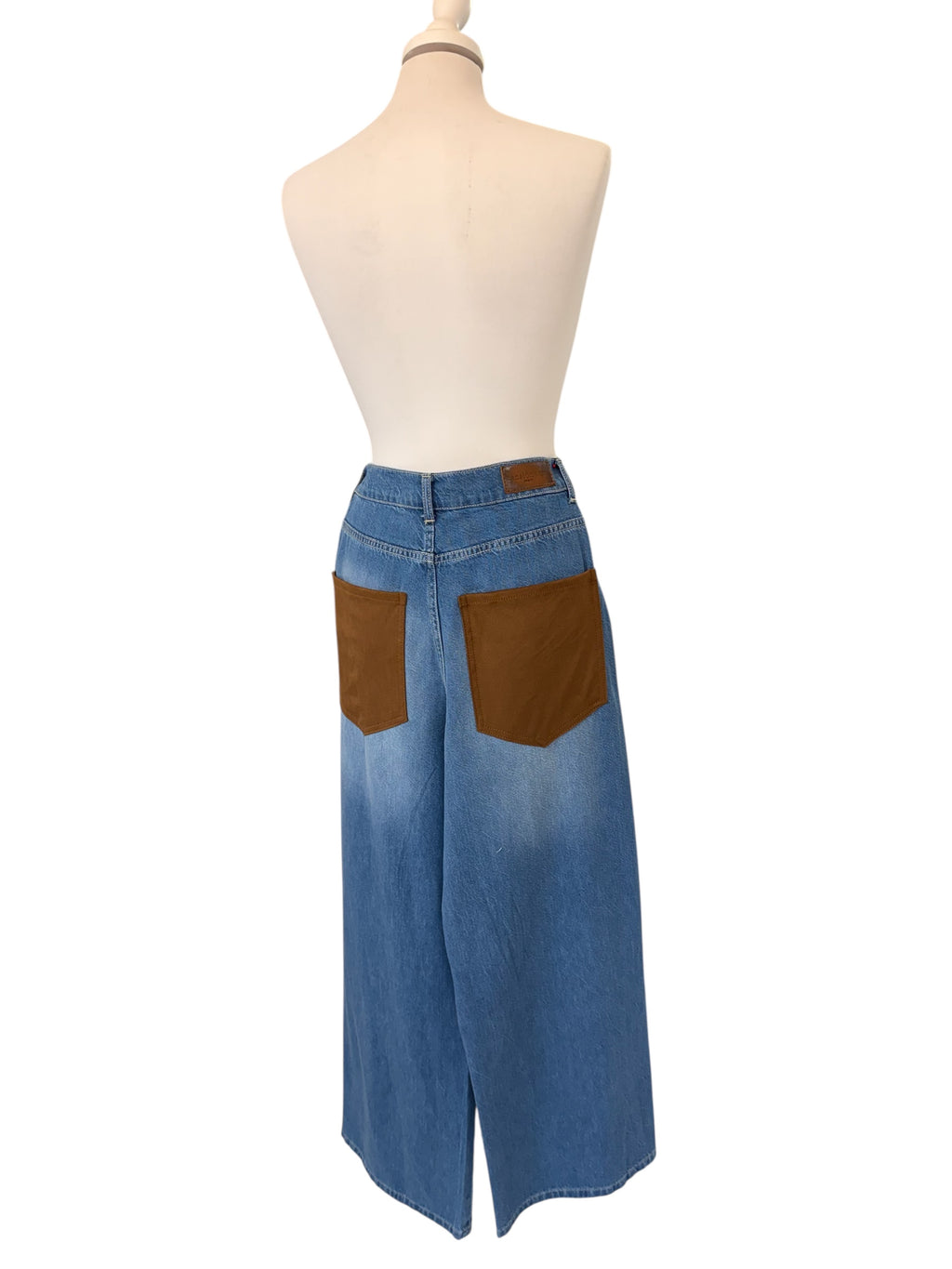Jeans tasca in camoscio