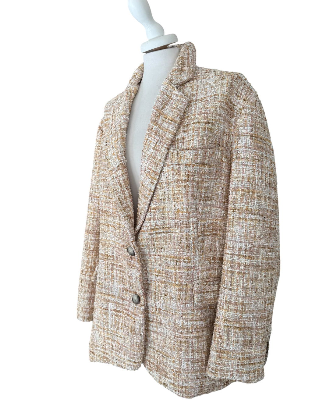 Giacca boucle paiettes panna/rosa/beige