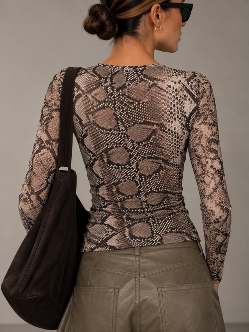 Maglia tulle pitonata