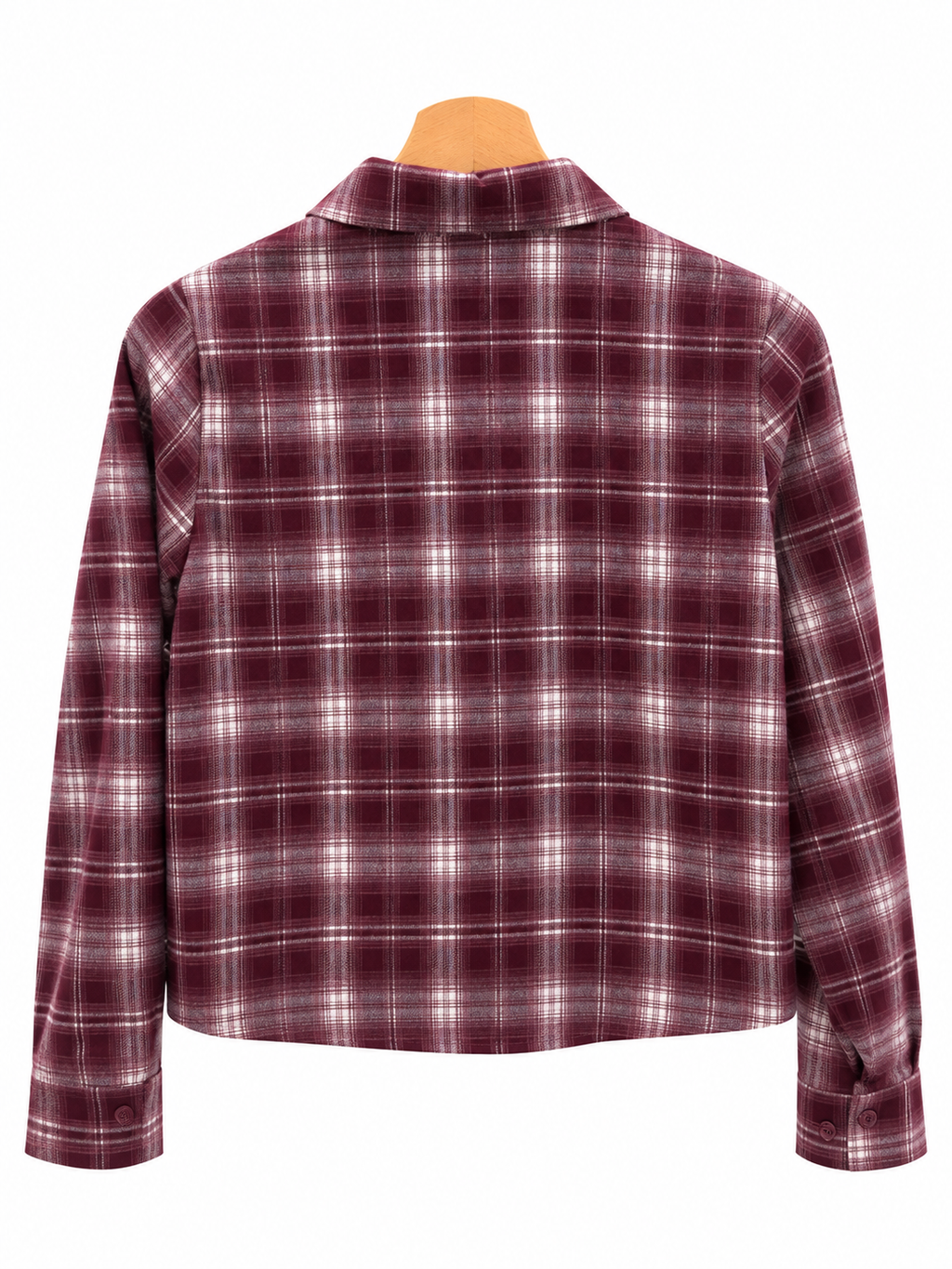 Camicia crop check bianca/bordeaux