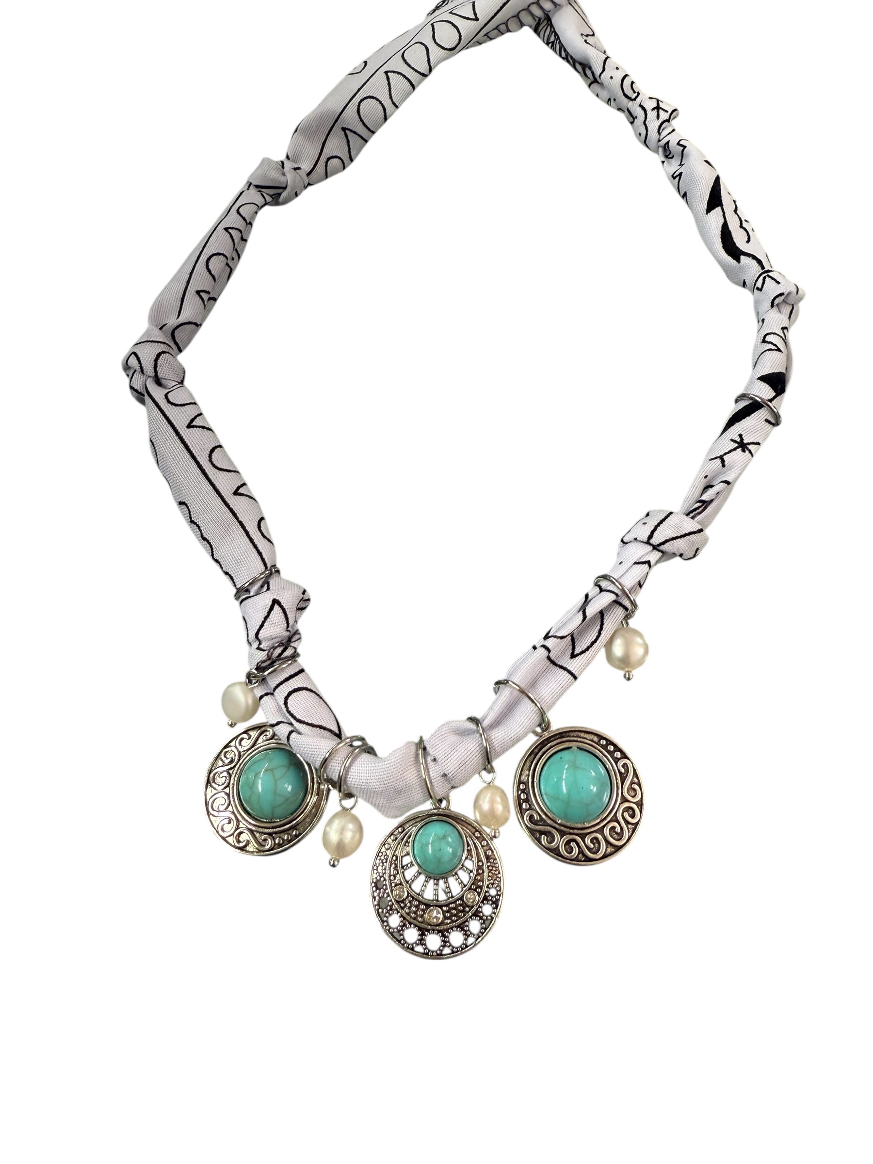 Necklace Bandana bianco/Turchese Rodi