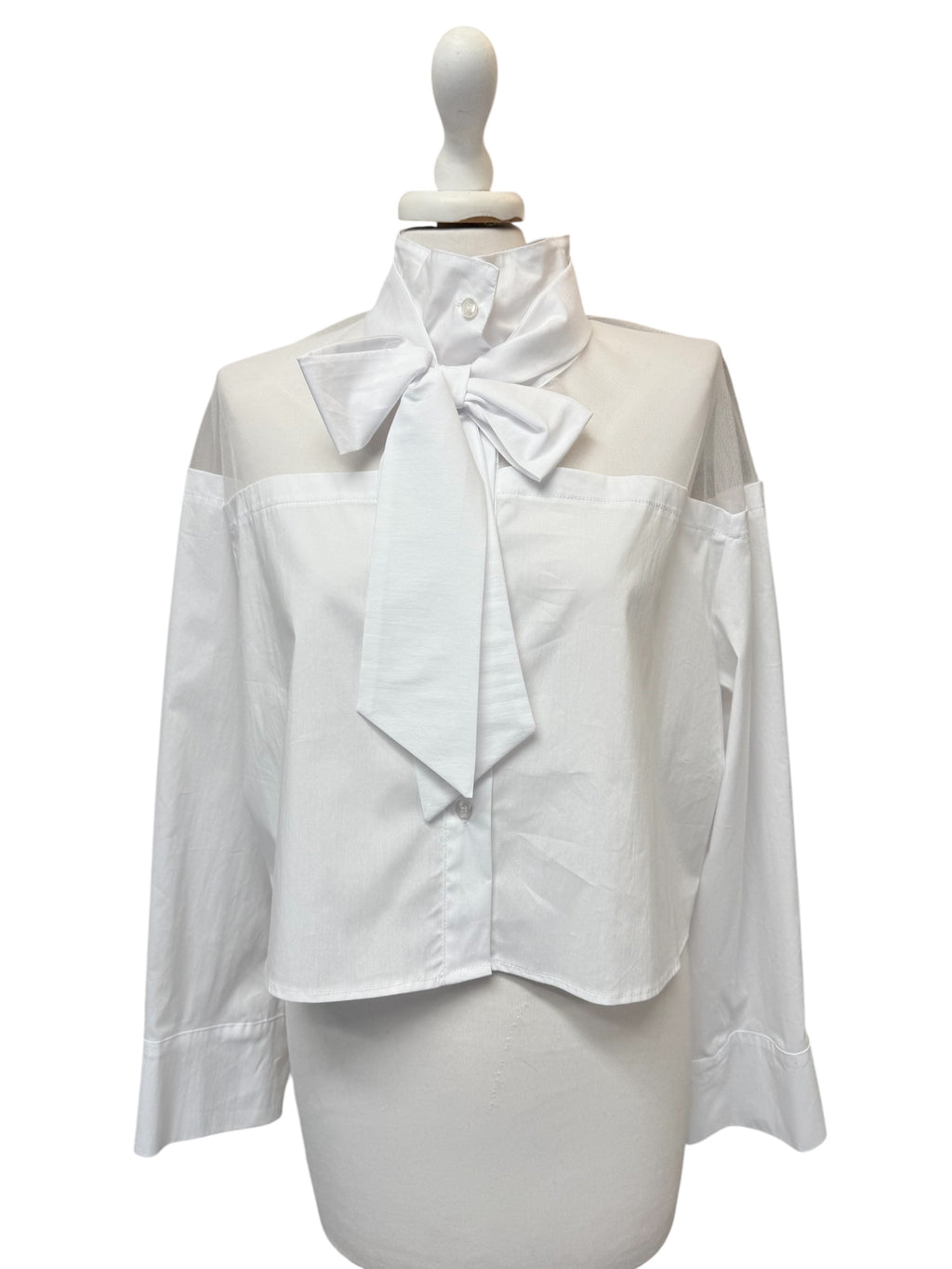 Camicia crop con fiocco