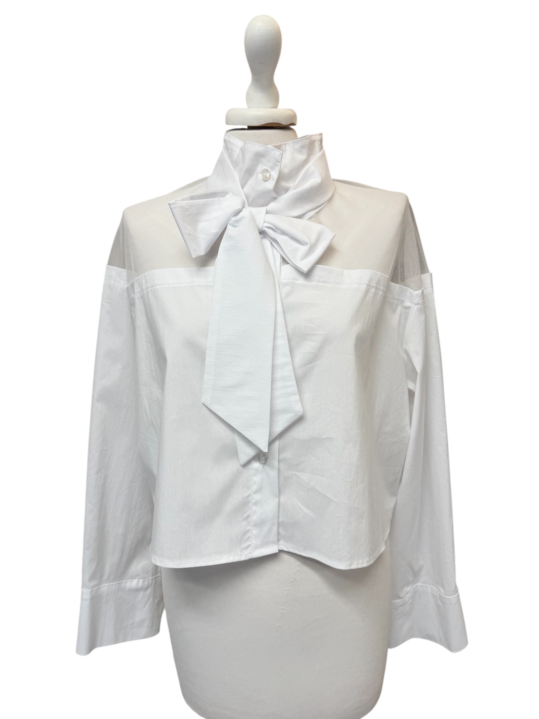 Camicia crop con fiocco