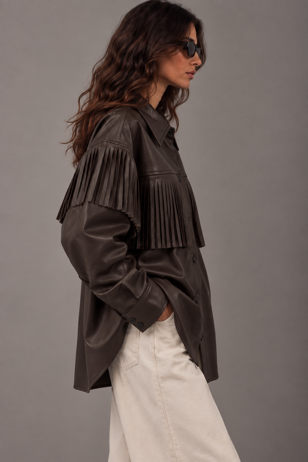 Giacca/ Camicia con frange in ecopelle