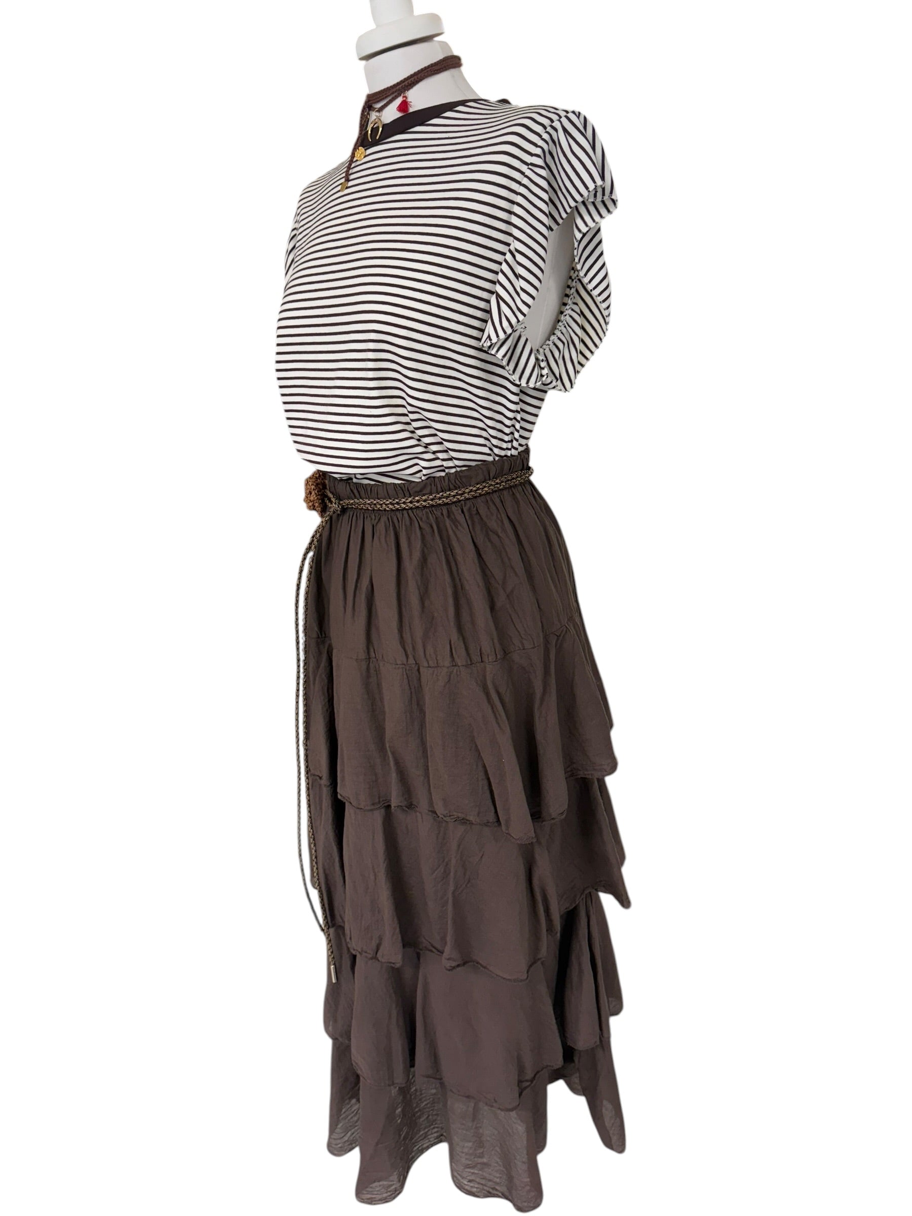 T-shirt righe con rouches