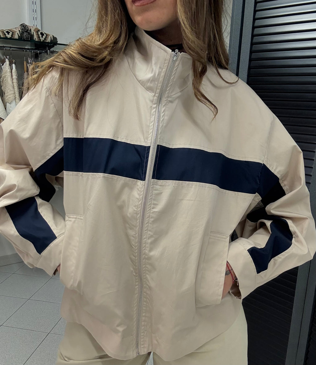 Giacchino beige banda blu