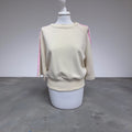 Felpa crema/rosa manica 3/4 bande laterali