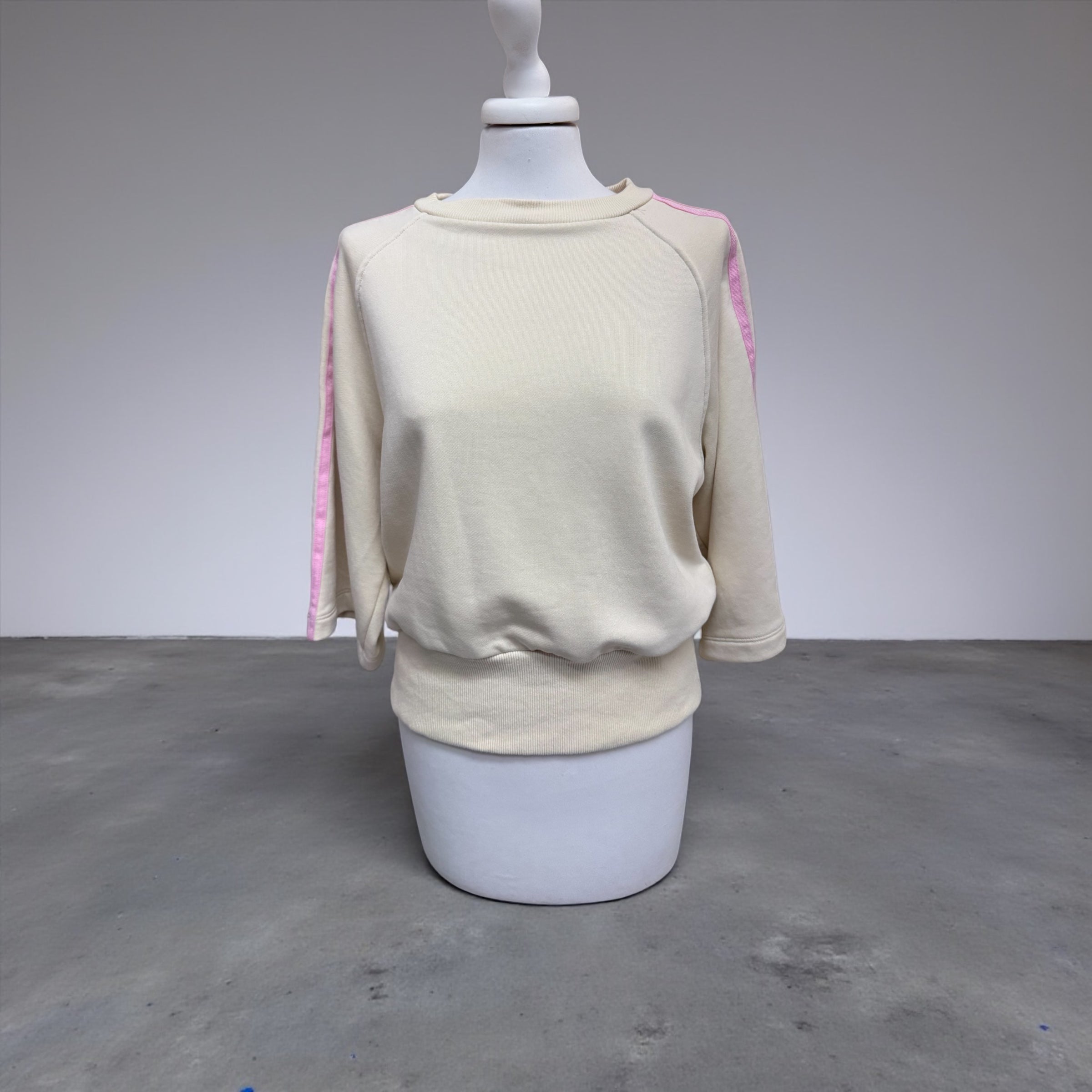 Felpa crema/rosa manica 3/4 bande laterali