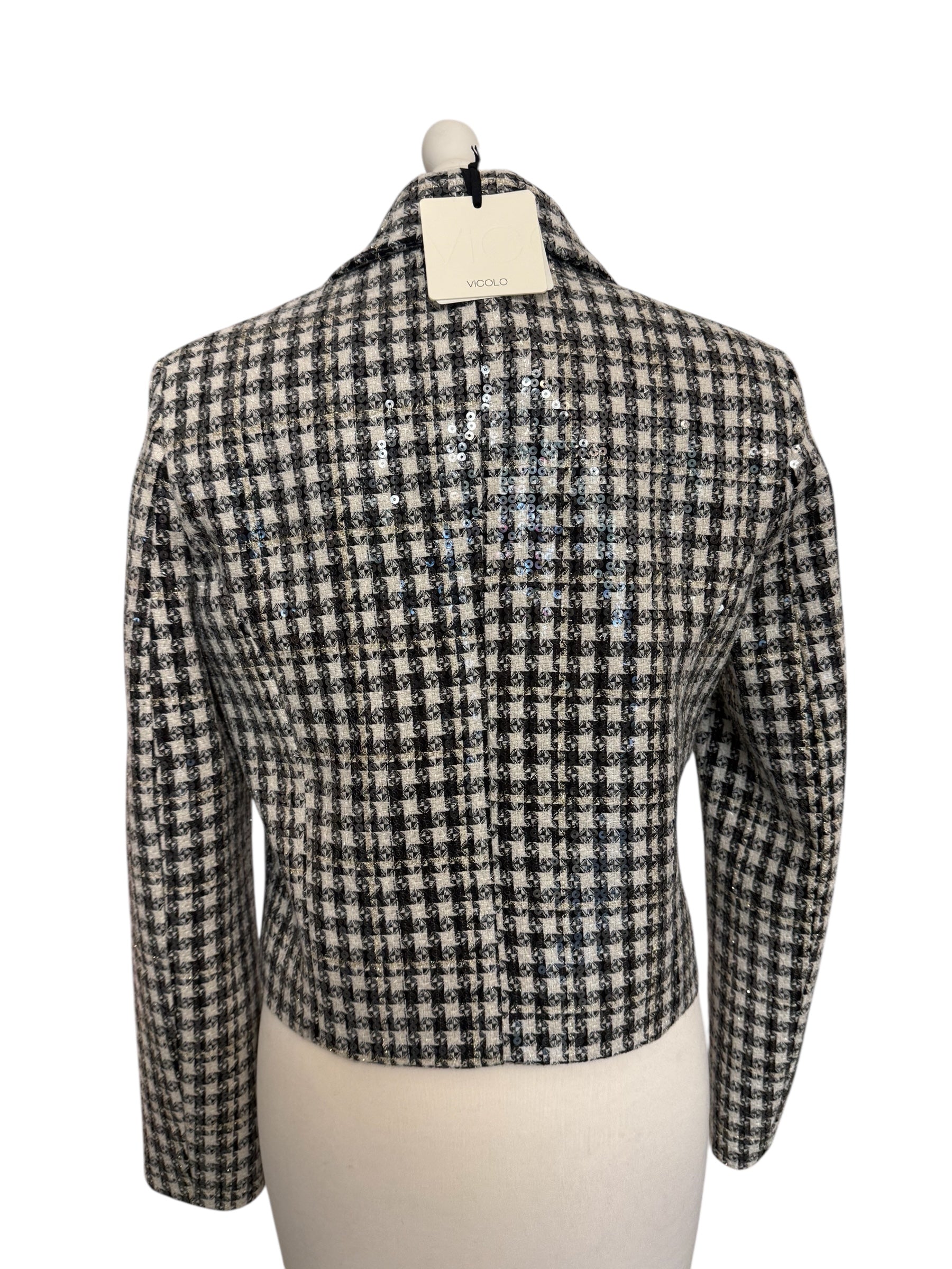 Giacca chanel paiettes bco/nero bottoni gioiello