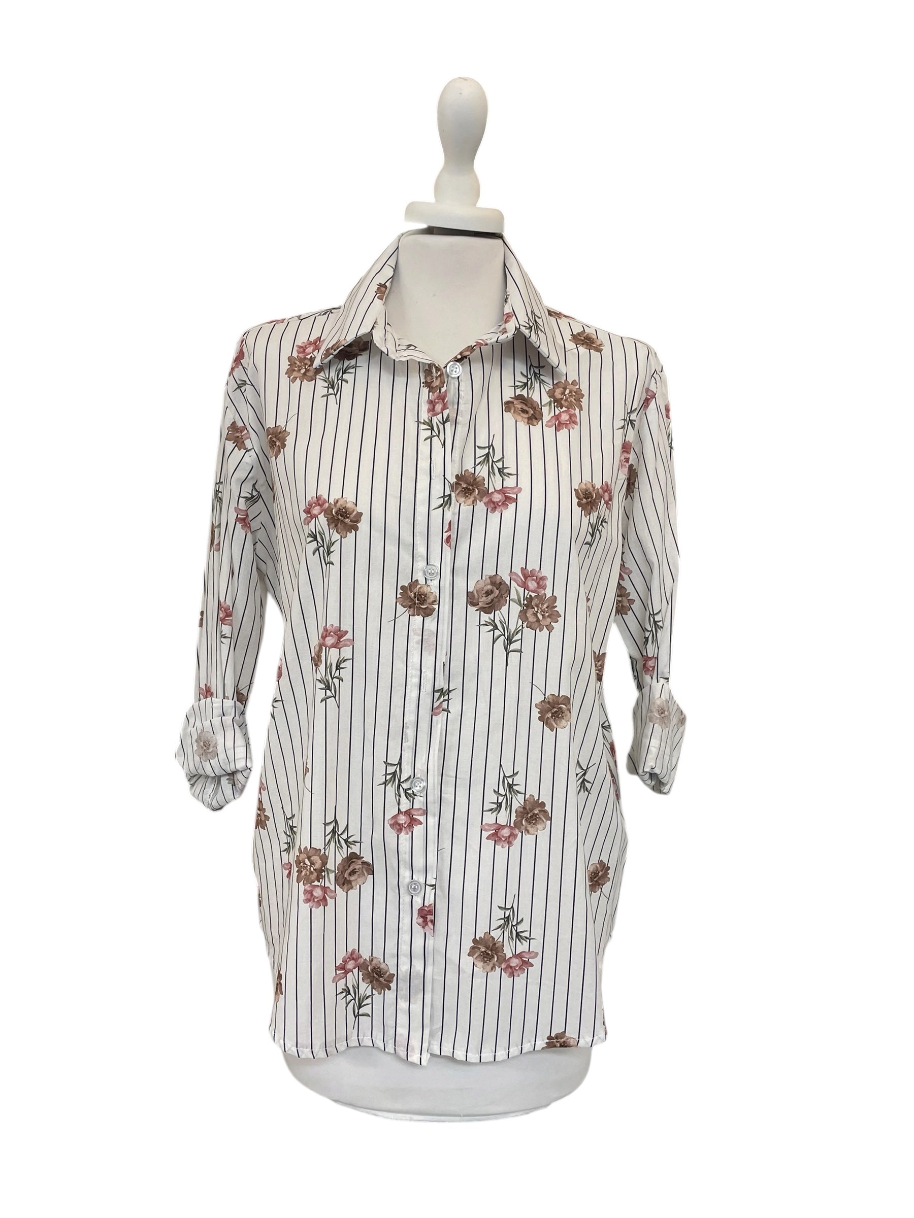 Camicia gessata fiori variante unica