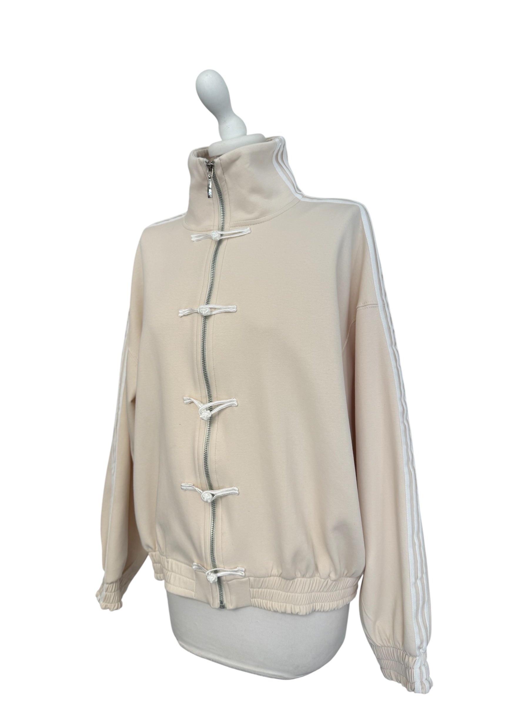 Felpa alamari banda laterale crema