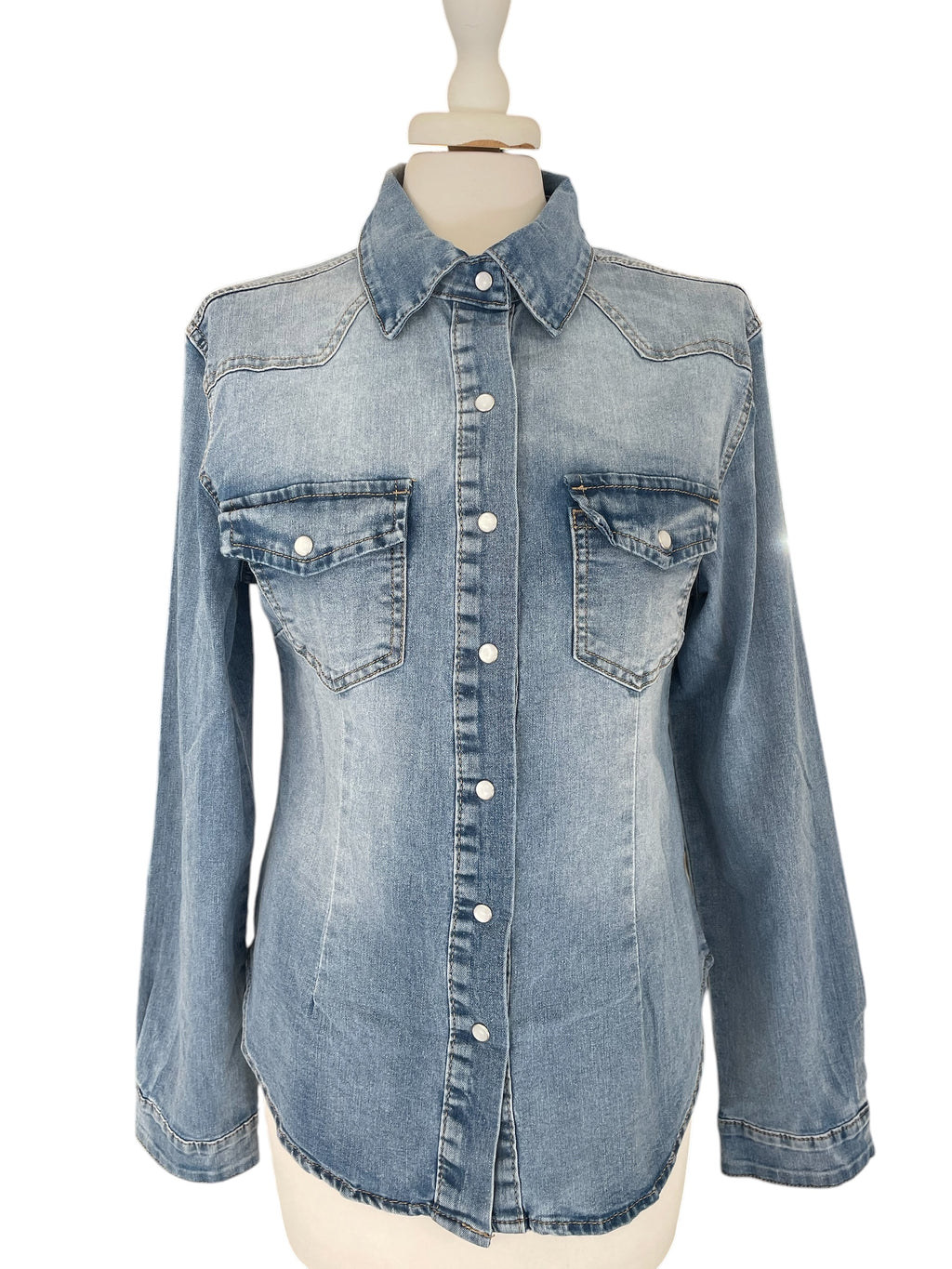 Camicia jeans elasticizzata azzurra