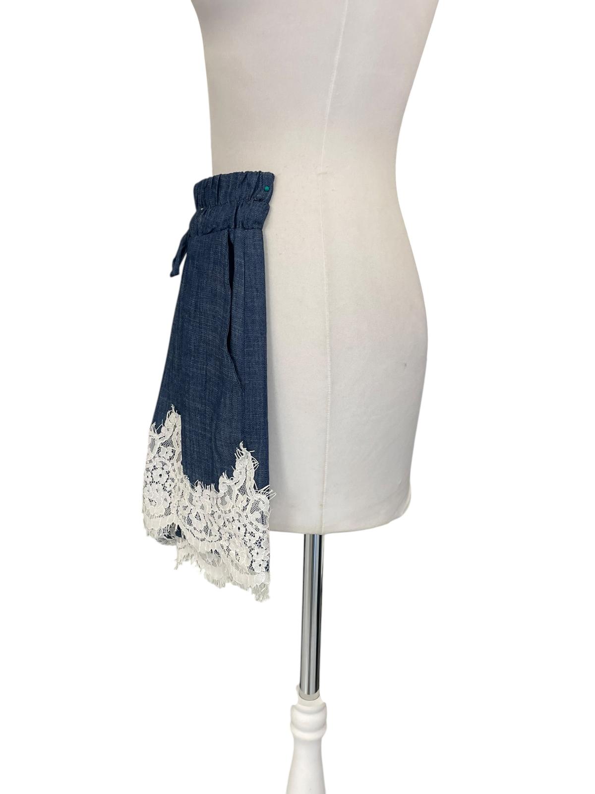 Pantaloncino denim pizzo