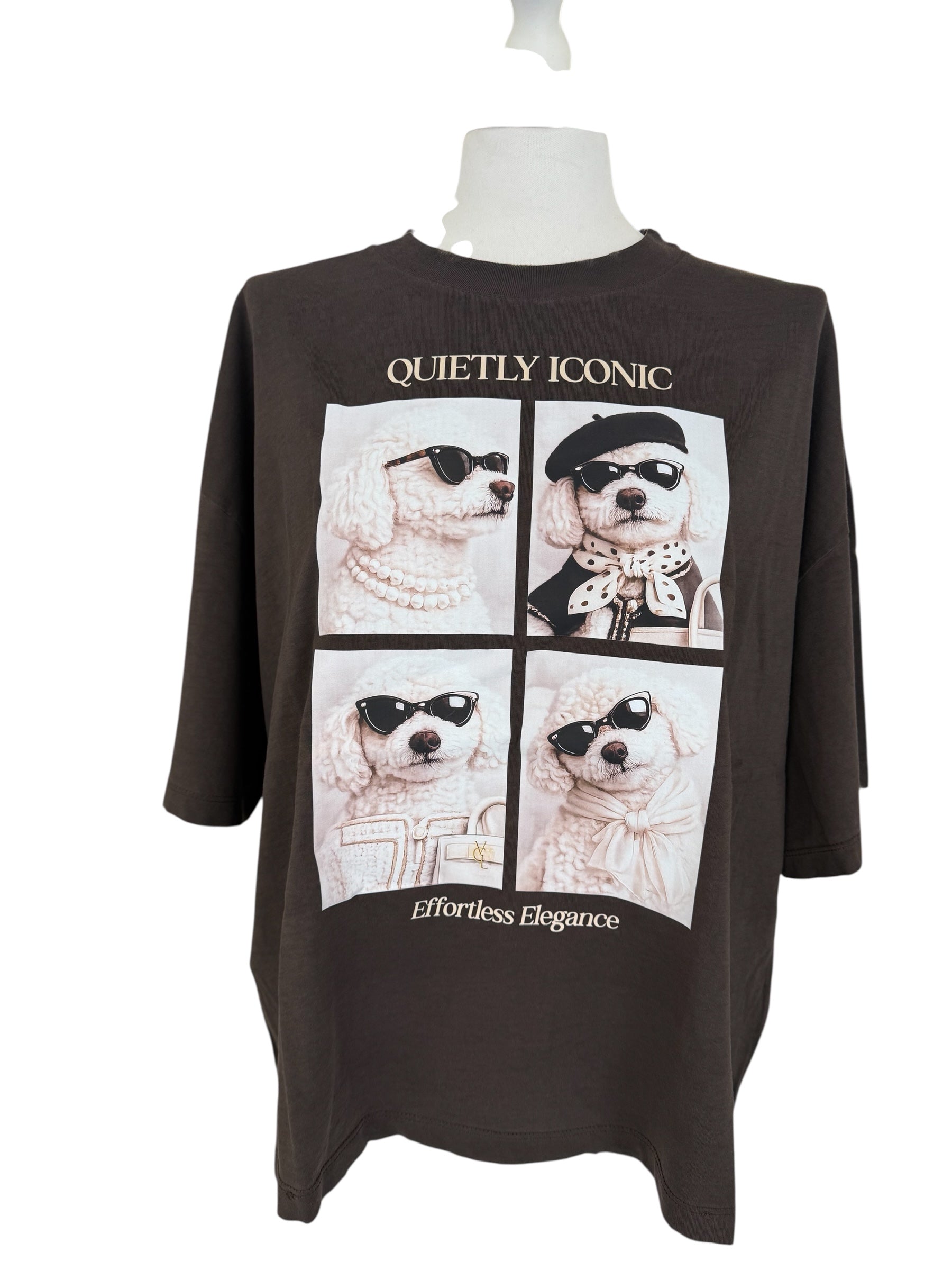 T-shirt over moro stampa barboncino