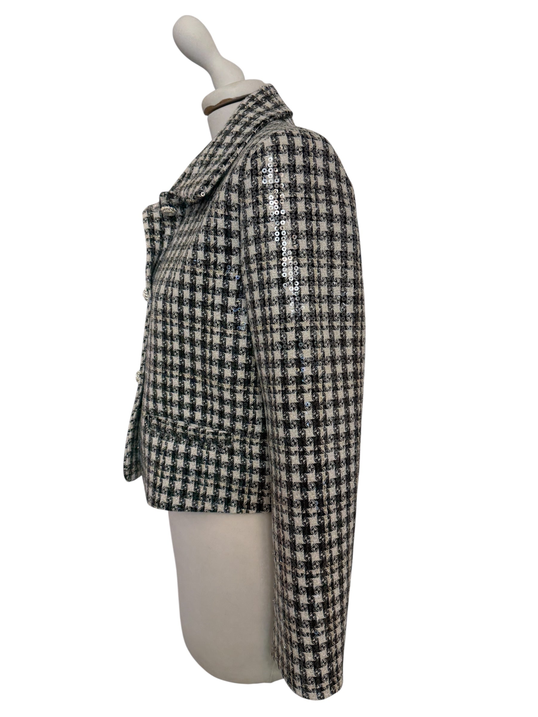 Giacca chanel paiettes bco/nero bottoni gioiello