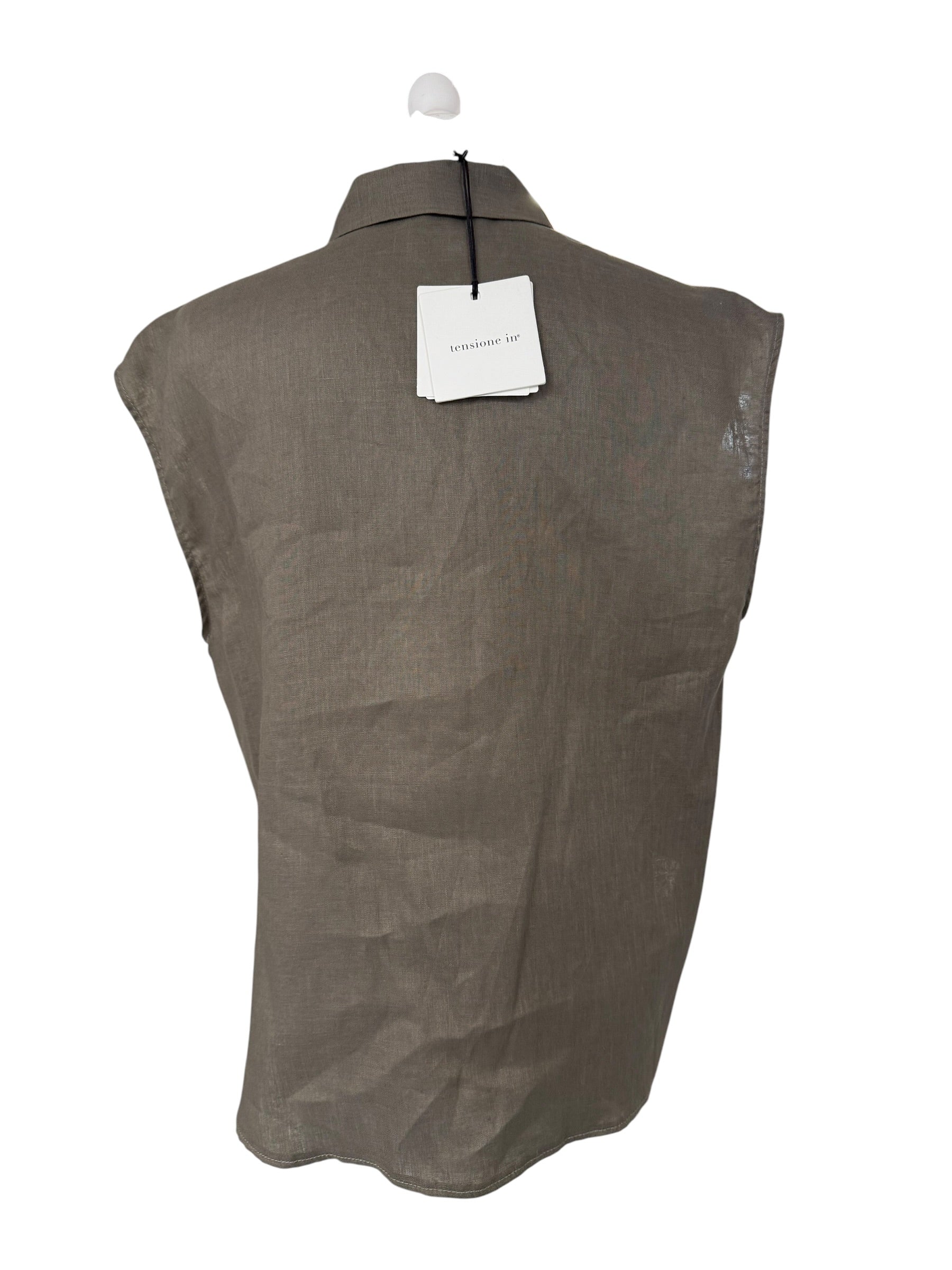 Camicia in lino con taschino in paiettes
