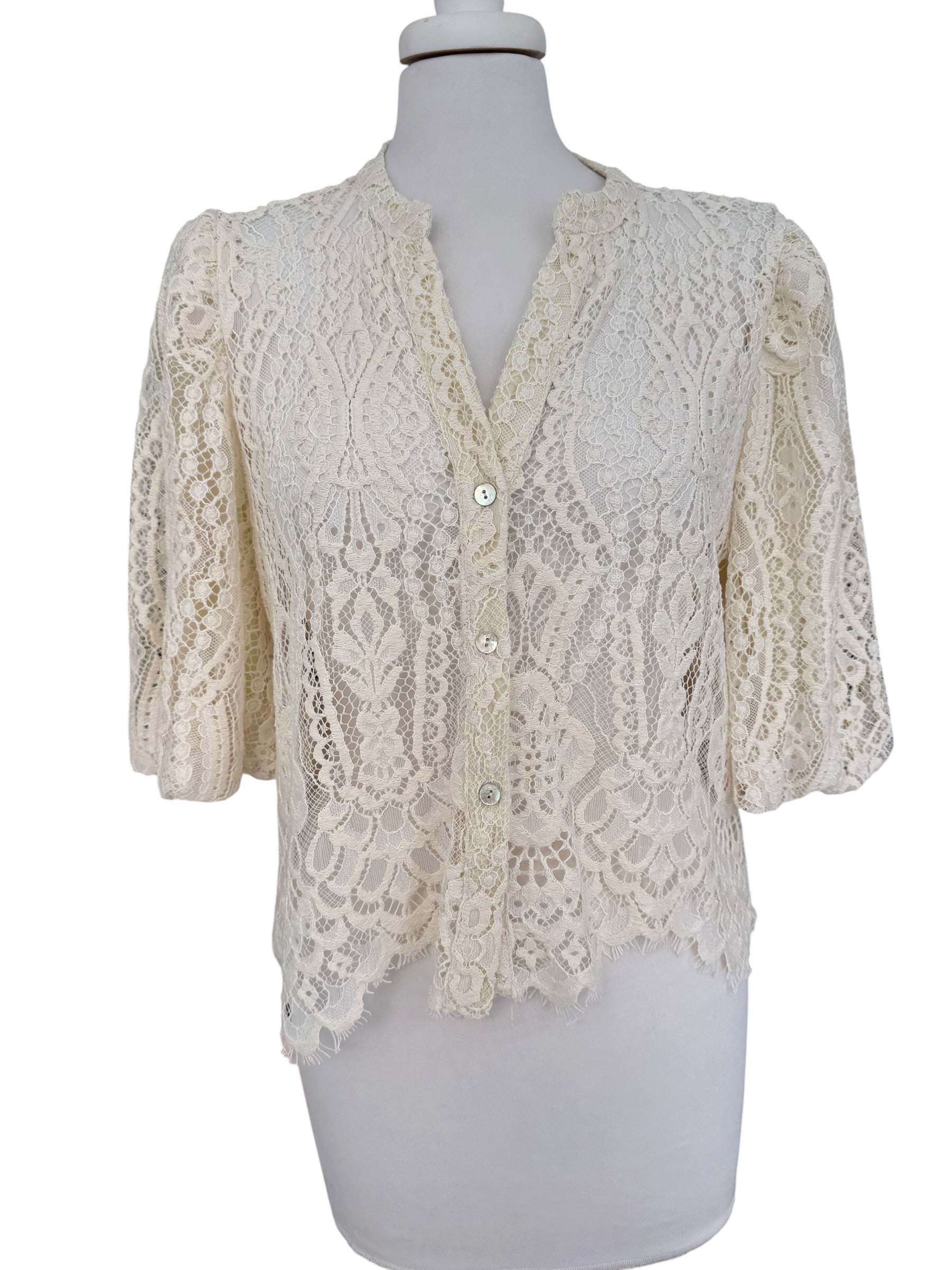 Camicia in pizzo manica palloncino