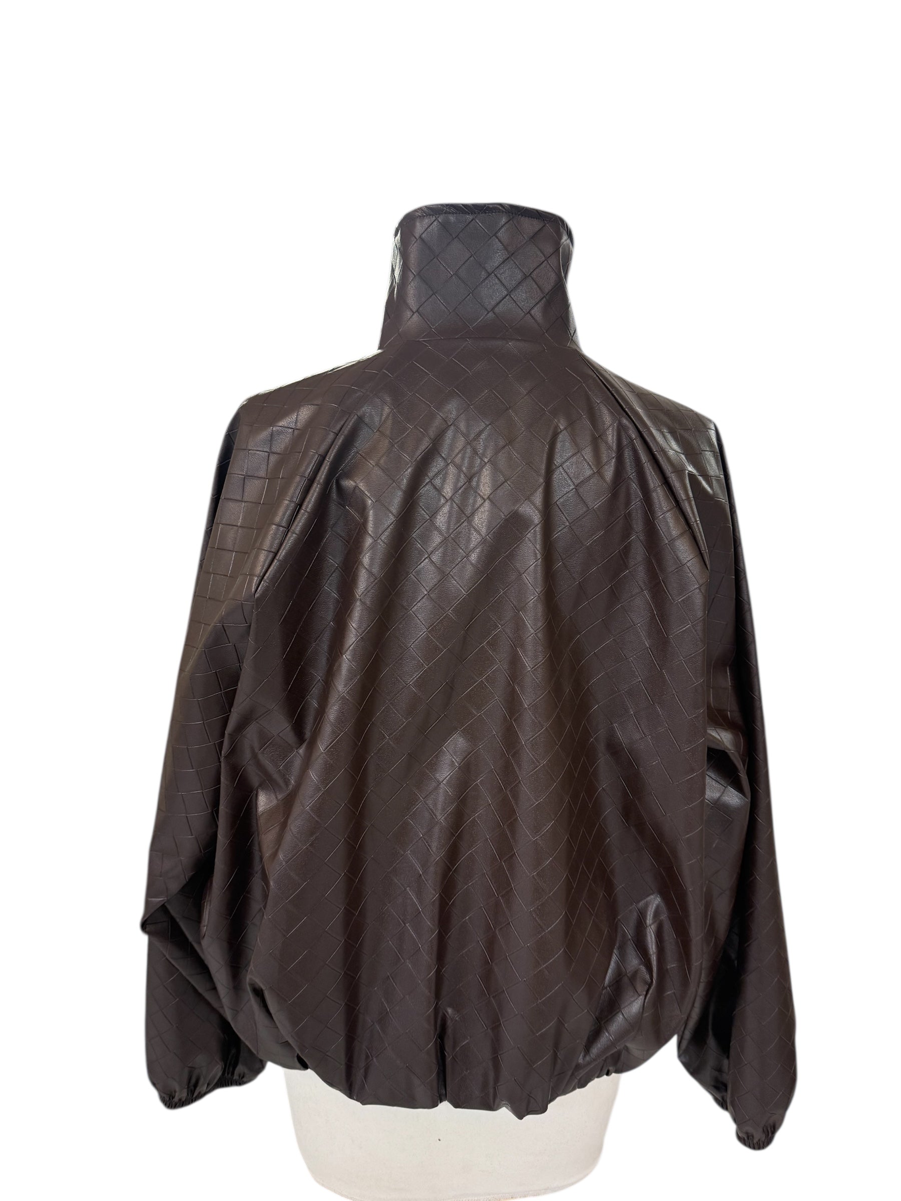 Bomber in ecopelle intrecciata moro