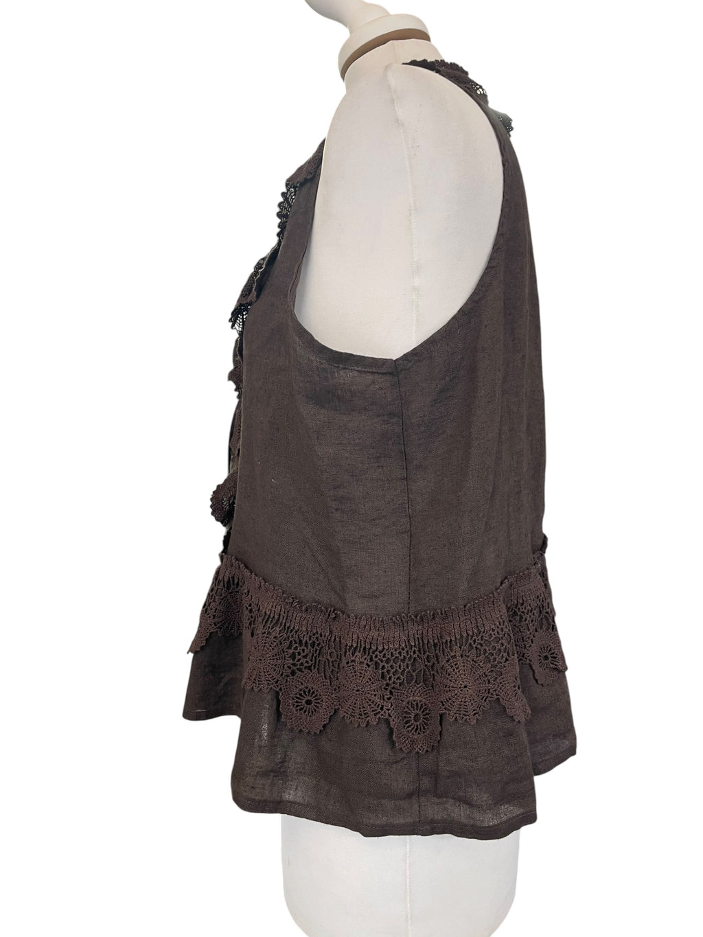 Gilet lino con pizzo variante unica