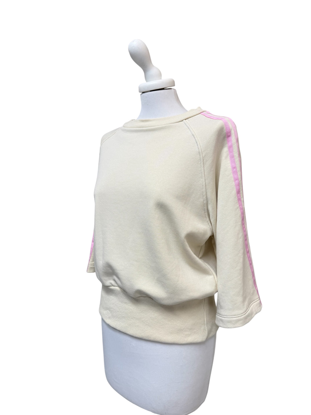 Felpa crema/rosa manica 3/4 bande laterali