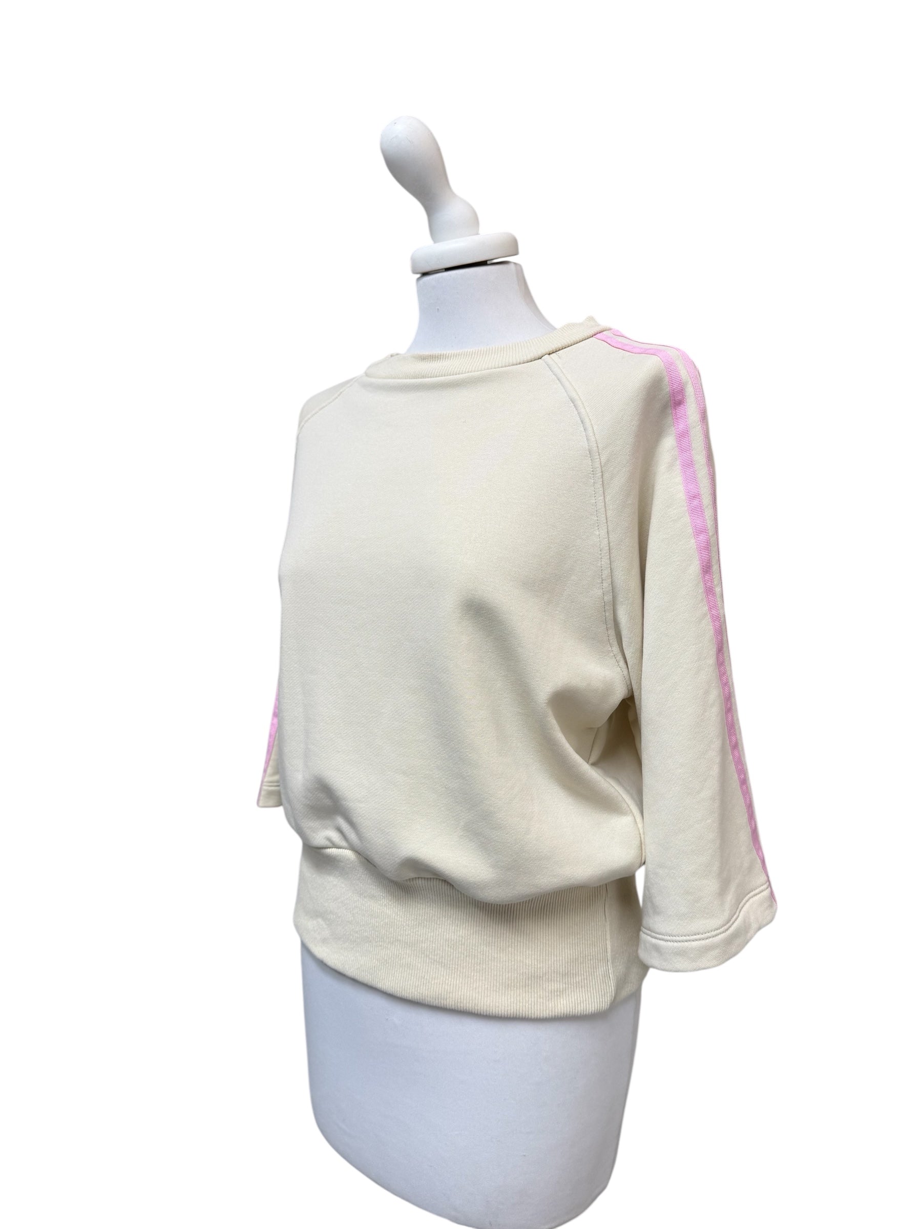 Felpa crema/rosa manica 3/4 bande laterali