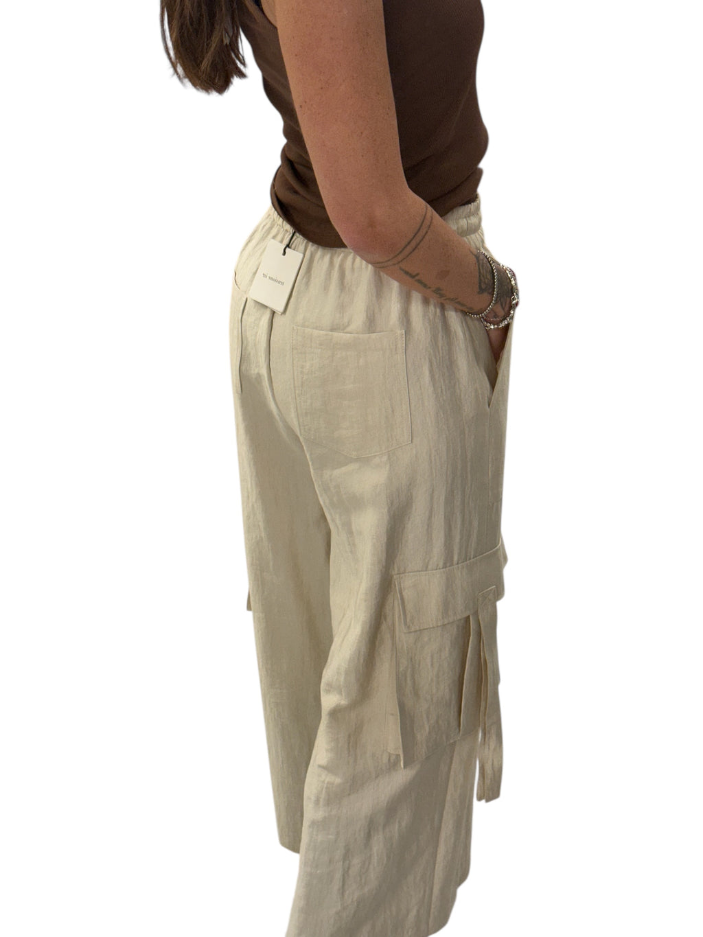 Pantalone cargo panna