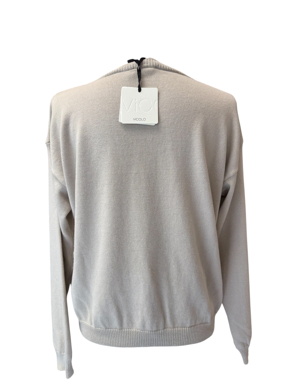 Maglia beige cutout rombi lilla/giallo