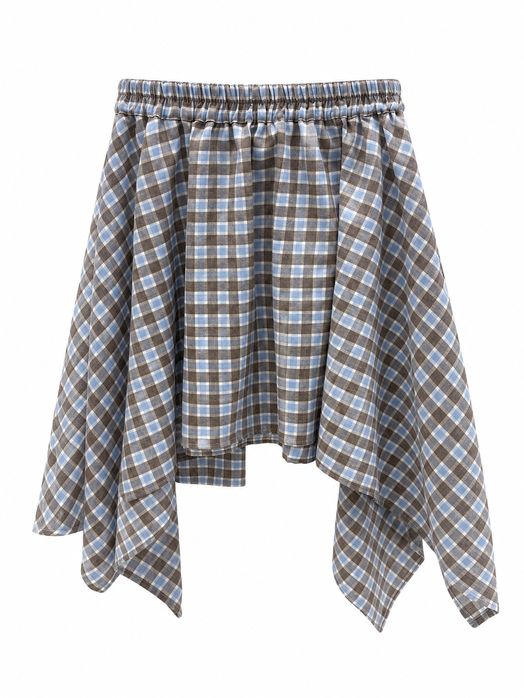 Gonna check con nodo camicia moro/azzurro/panna
