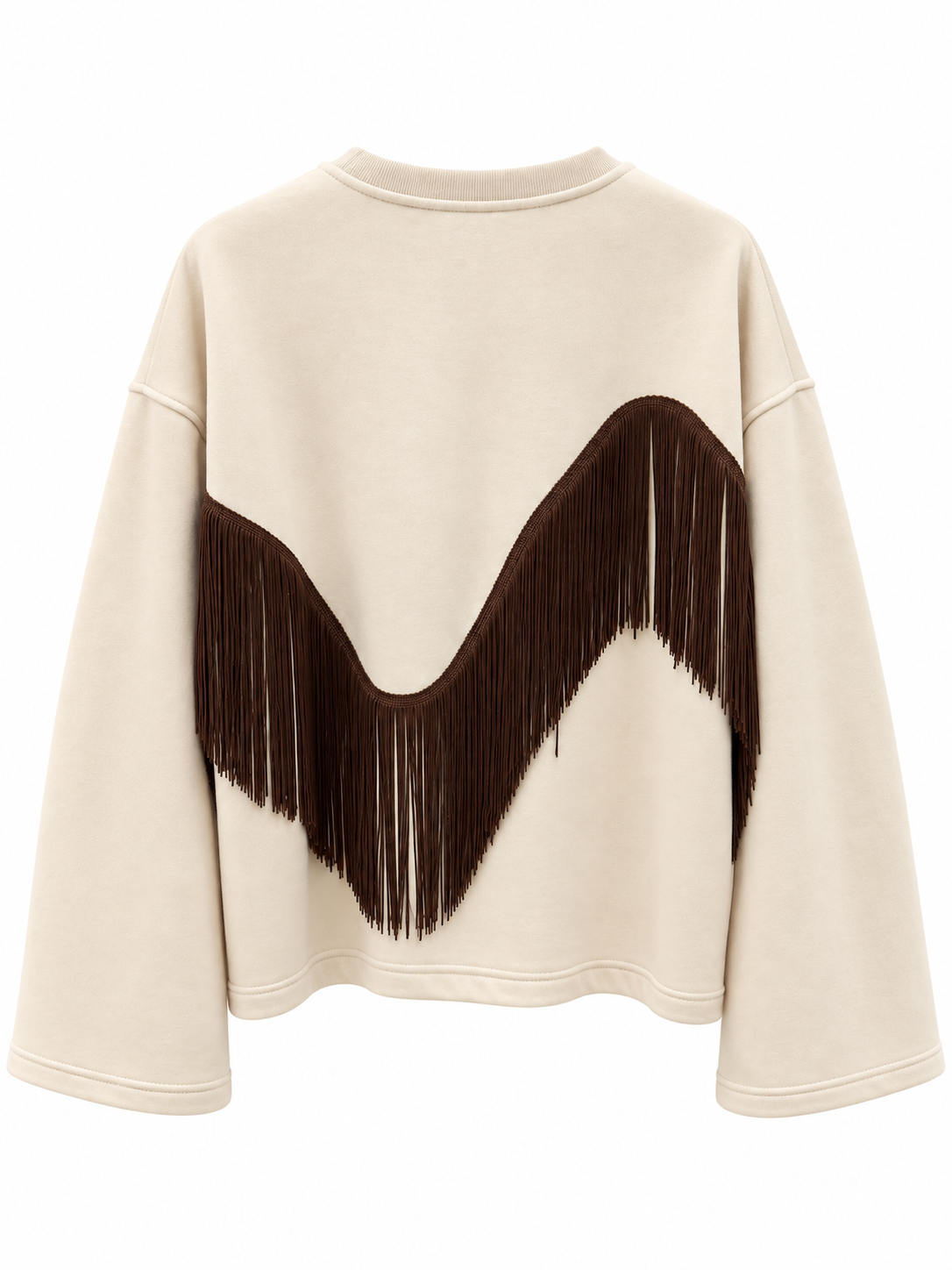 Maglia burro frange cuoio