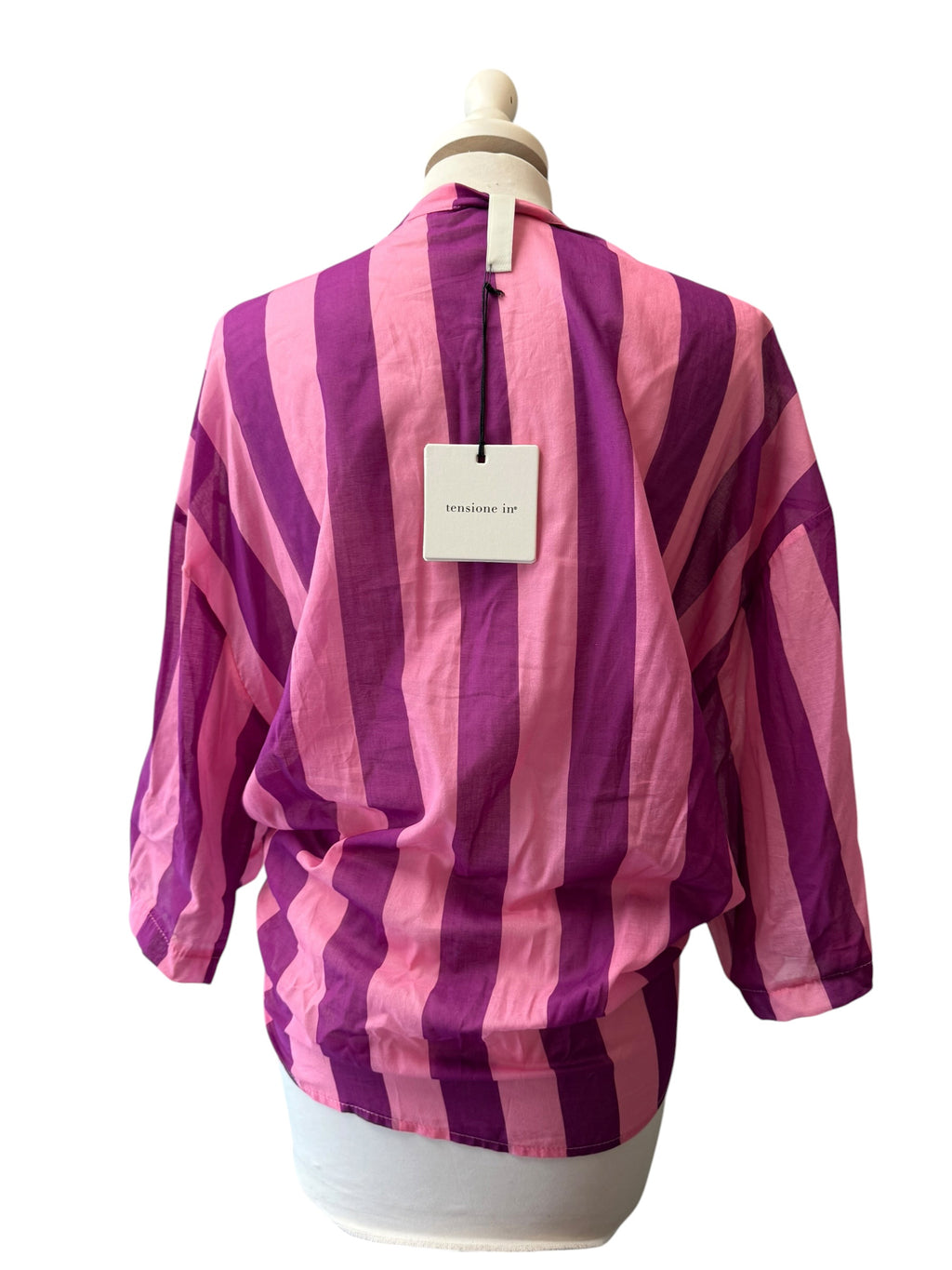Camicia rigata rosa/viola