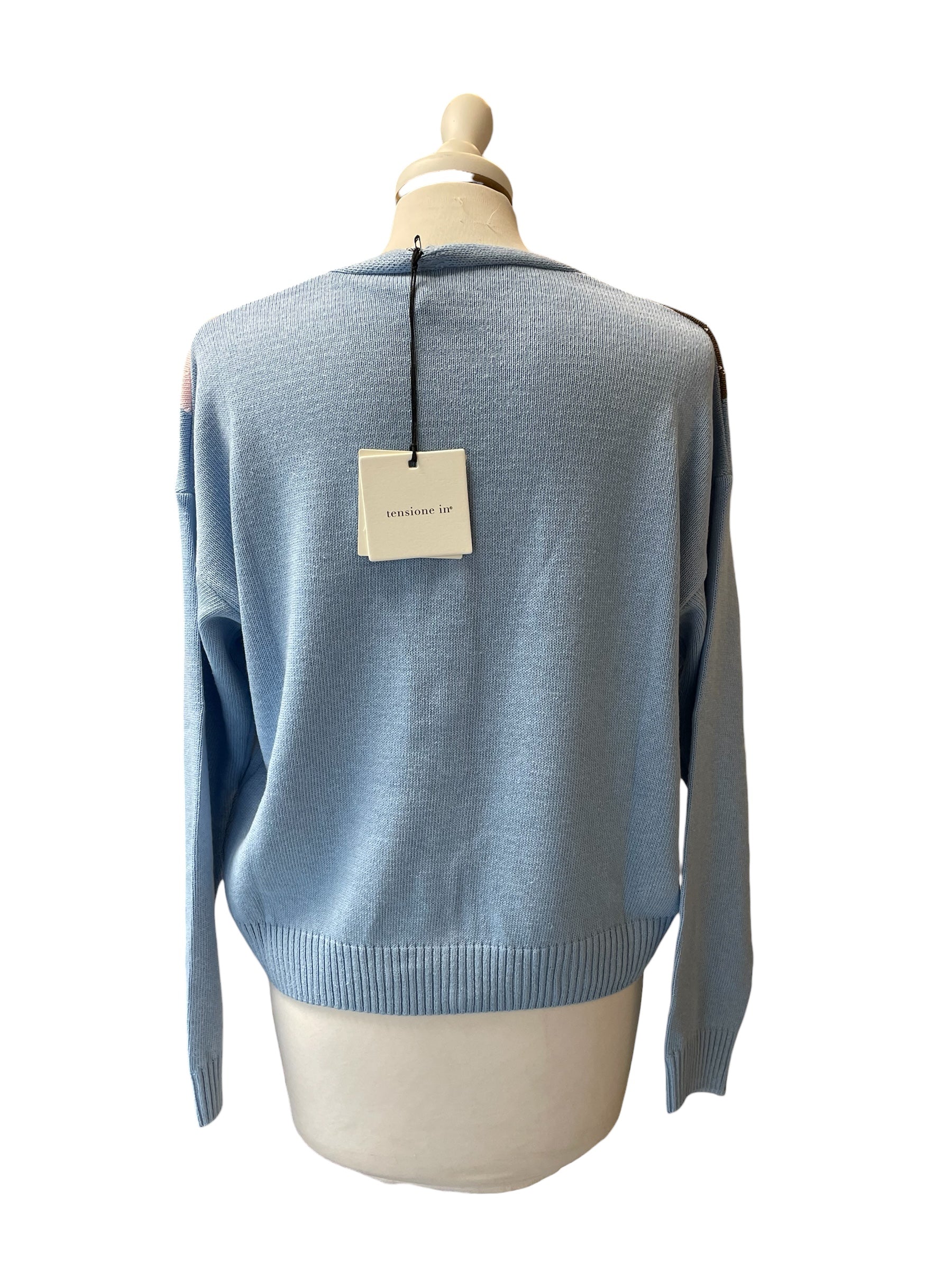 Cardigan celeste/rosa/moro