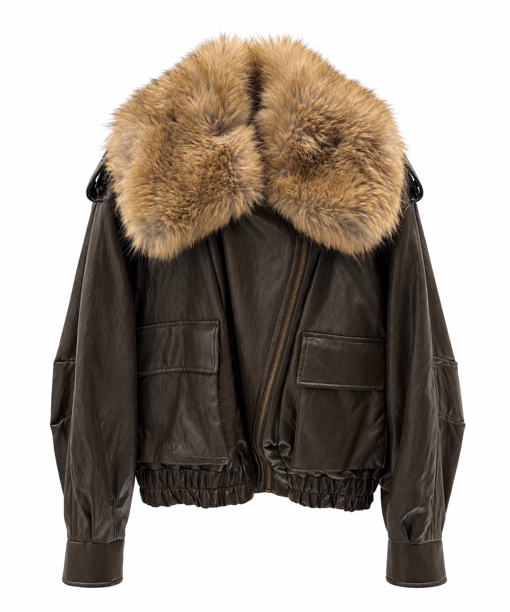 Giubbotto bomber moro con eco pelliccia removibile