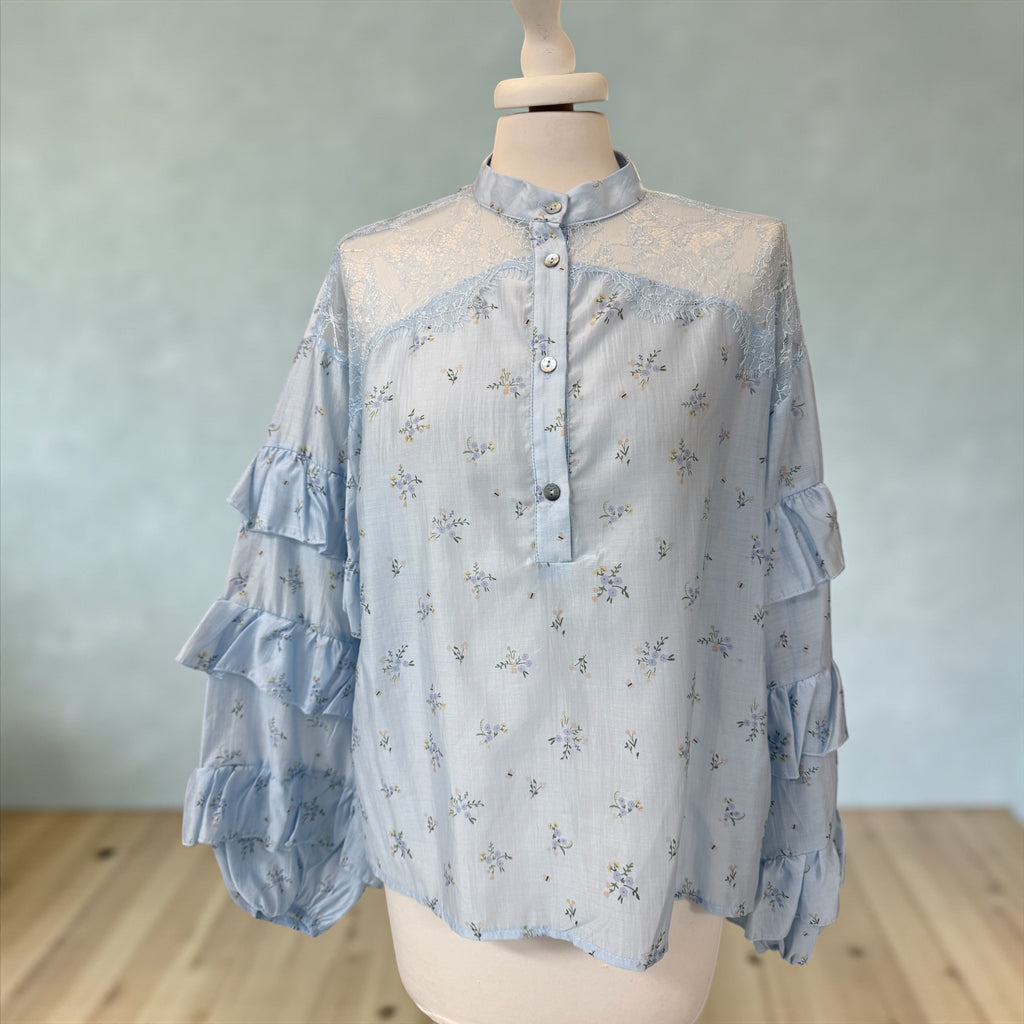 Coreana a fiori manica rouches