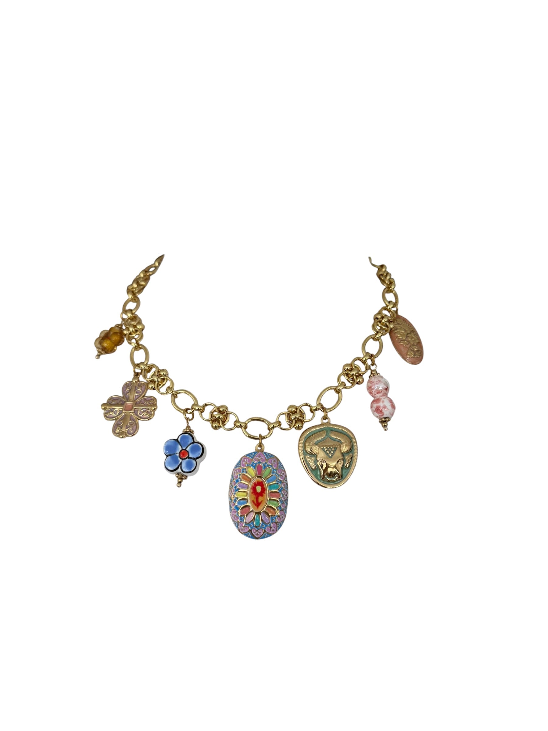 Collana catena ciondoli colorati