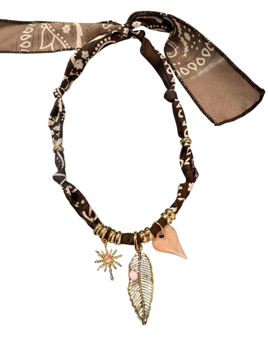 Necklace bandana moro / piuma rosa