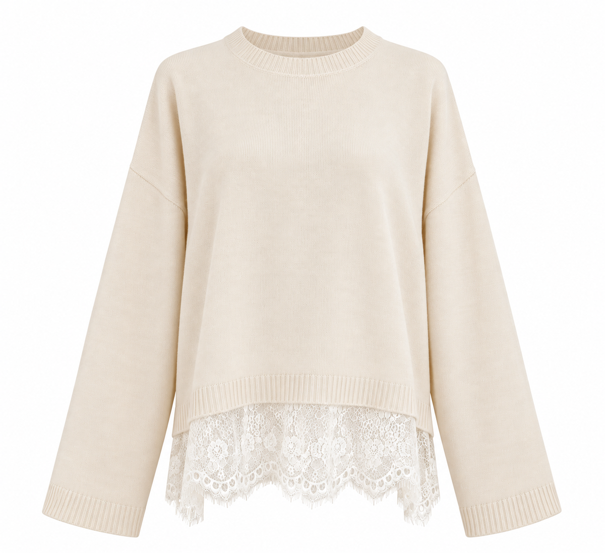 Maglia ecru con pizzo
