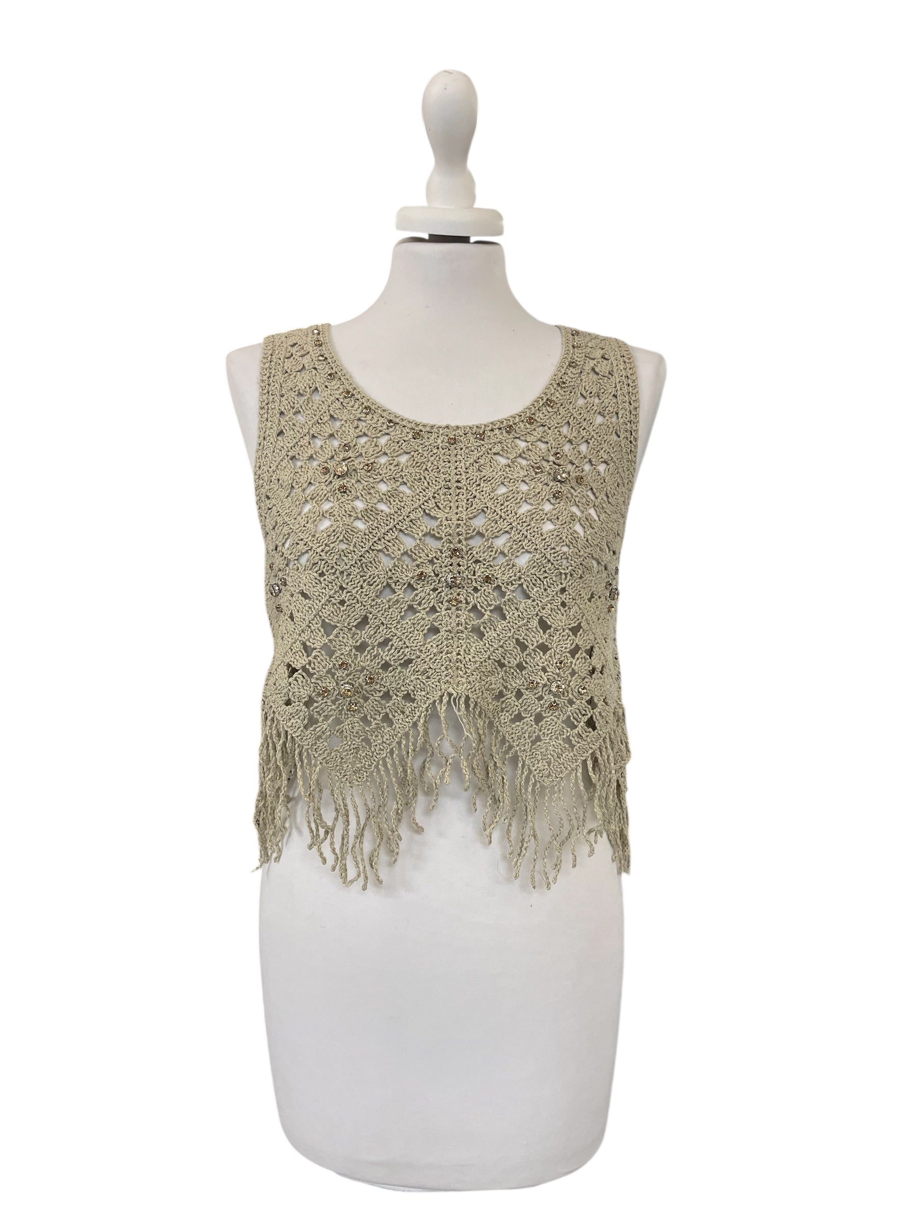Top macramè con frange