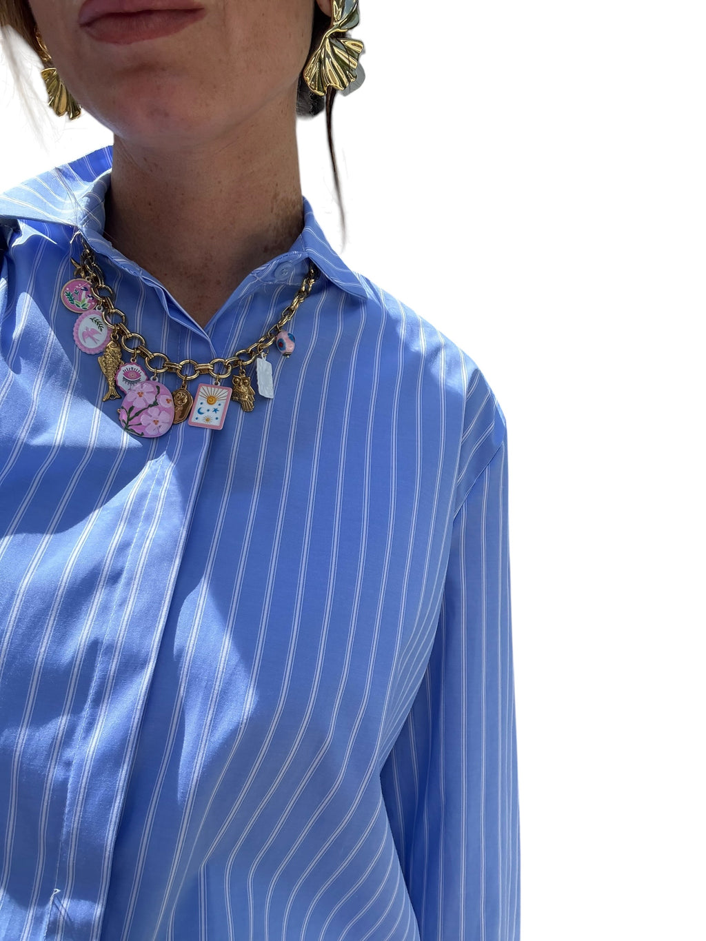 Collana catena con ciondoli rosa