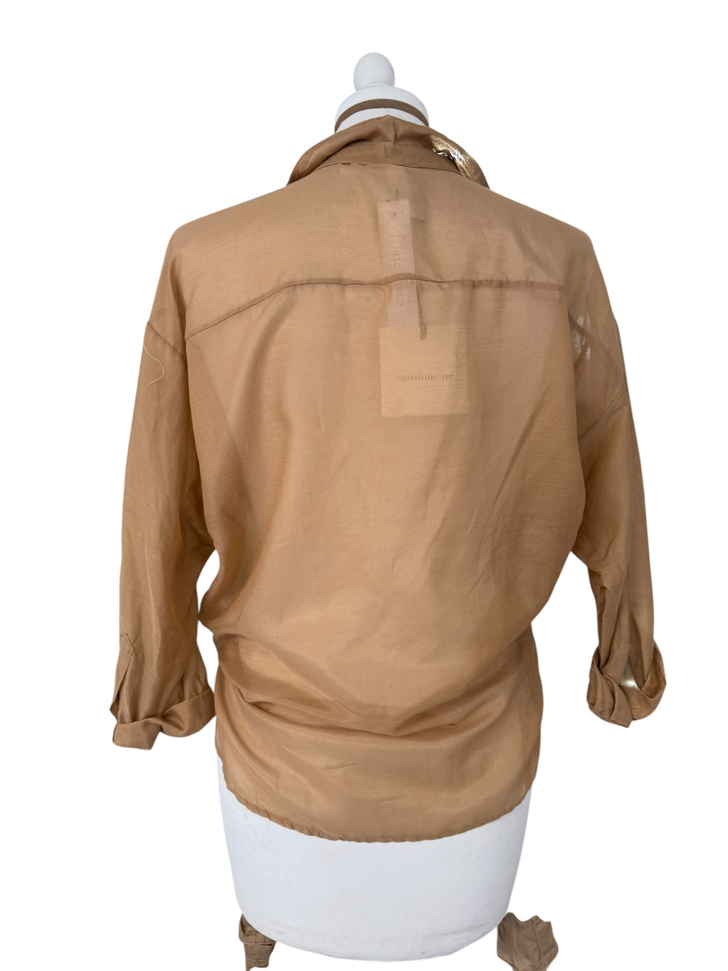 Camicia misto seta taschino in paiettes