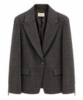 Giacca check moro/grigio con frangia