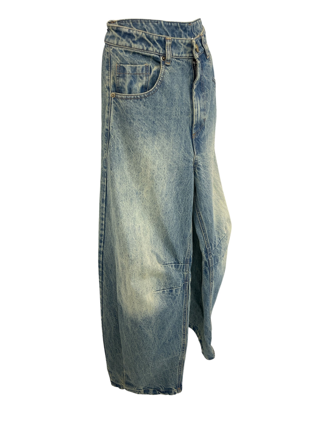 Jeans barrel  sabbiato blu CP645