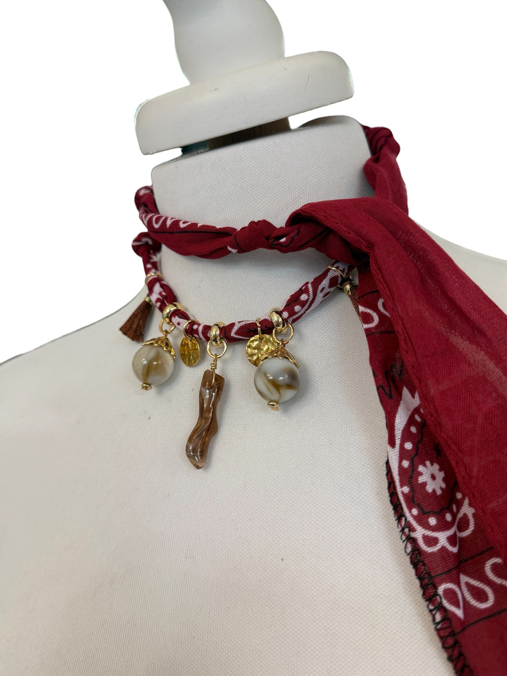 Necklace Bandana bordeaux / corno moro