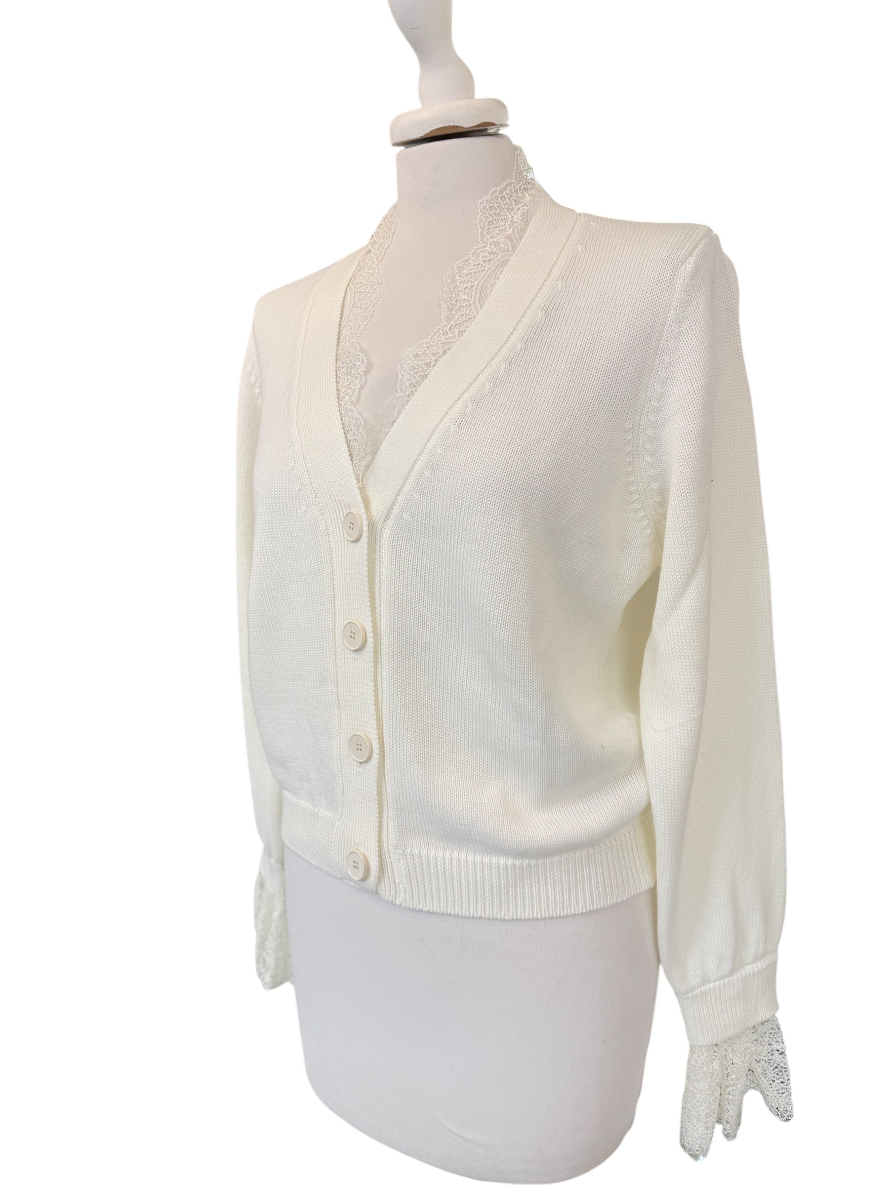 Cardigan pizzo panna