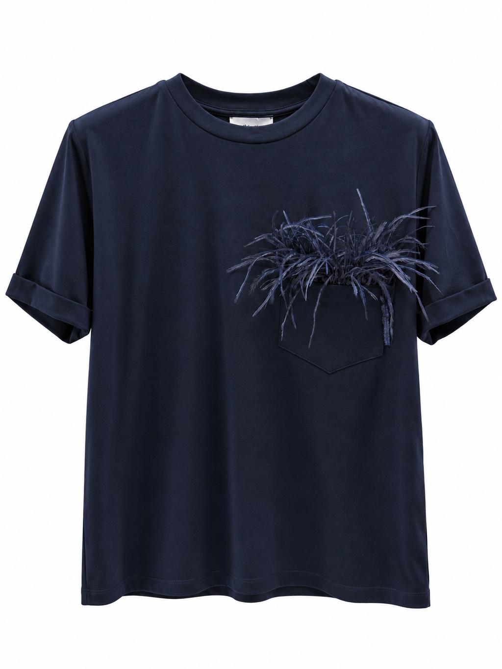 T-shirt con piuma nel taschino