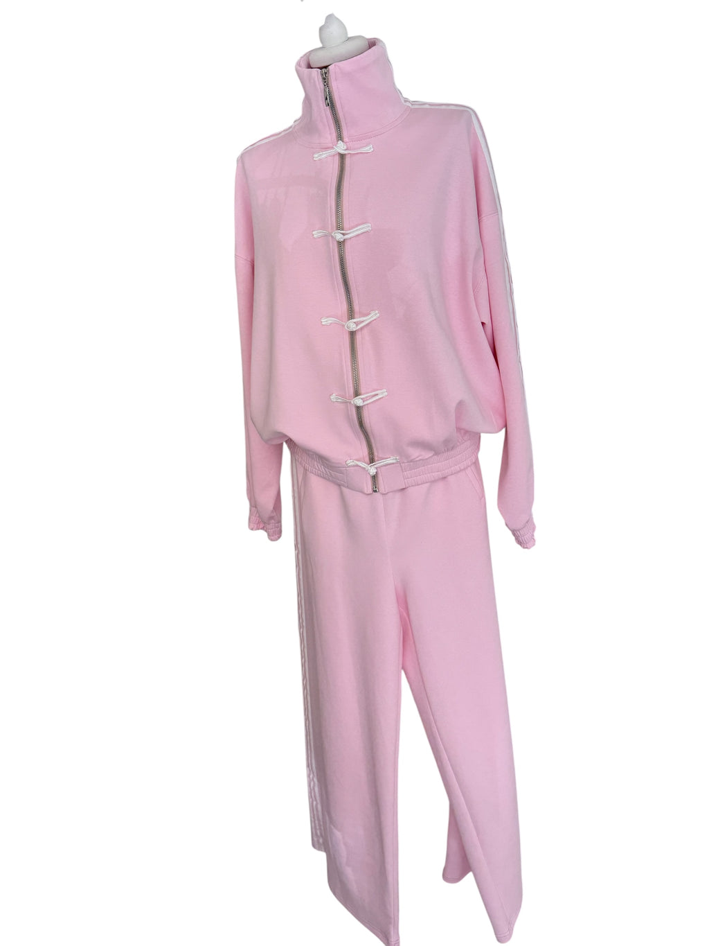 Felpa rosa alamari banda laterale