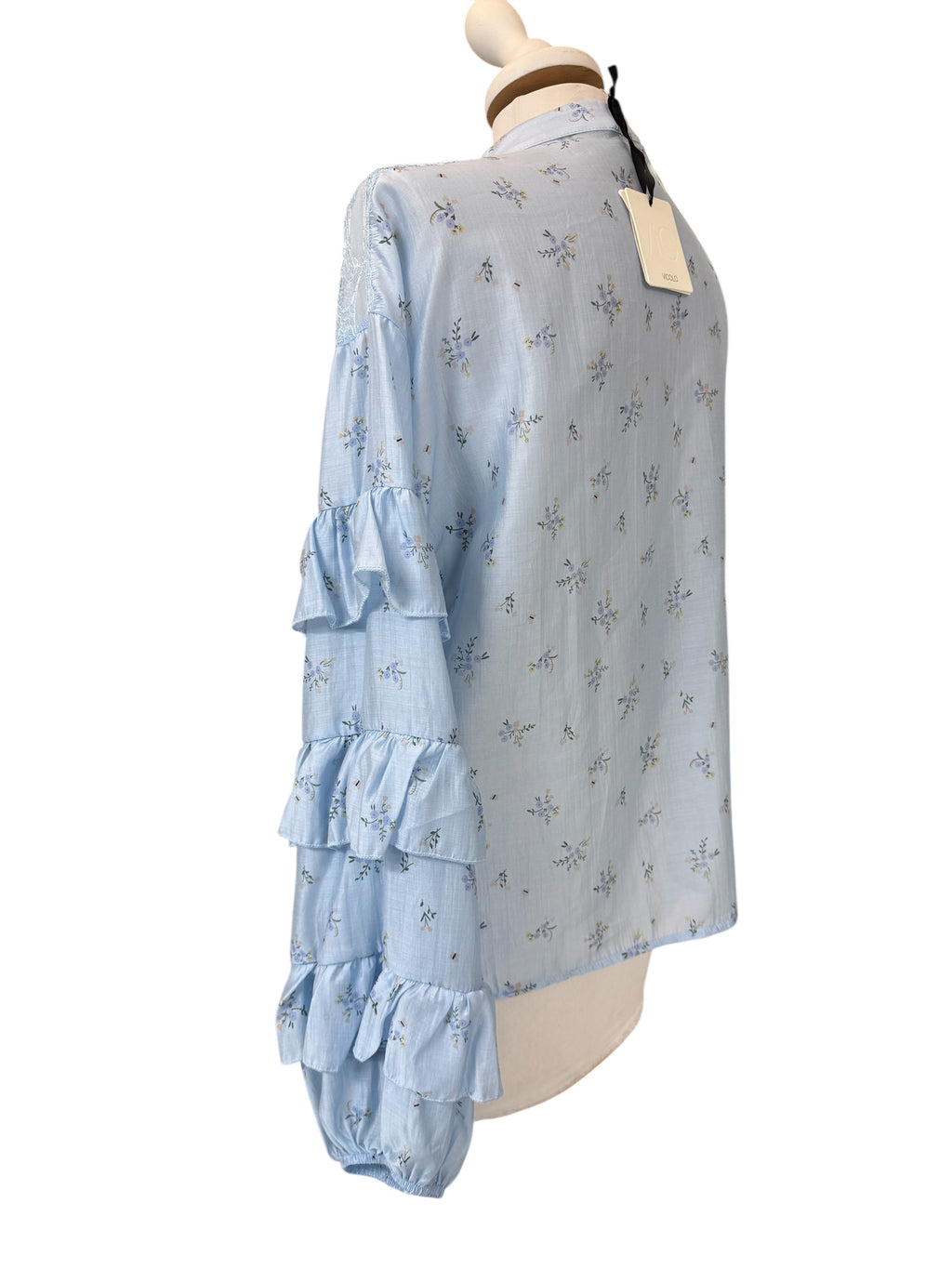 Coreana a fiori manica rouches