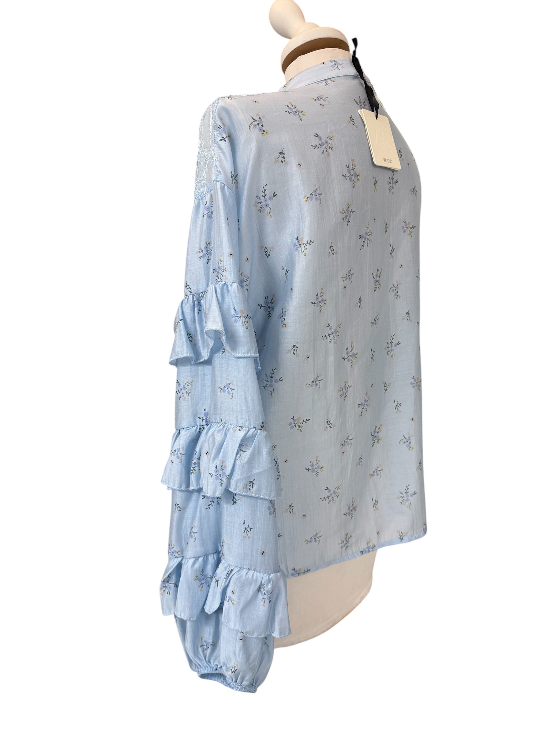 Coreana a fiori manica rouches