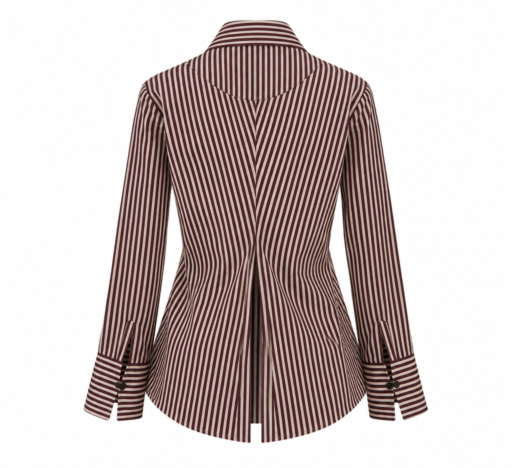 Camicia rigata bordeaux/beige